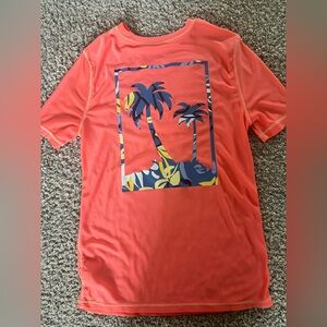 Coral Graphic Gap Swimshirt with Palm Tree Design